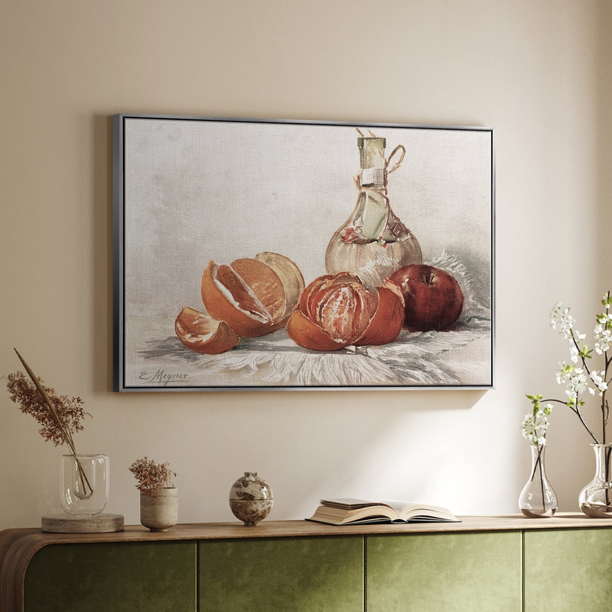 Vintage Botanical Print-LIII By Wexford Home Framed in Silver Wood Gallery Wrapped Canvas 25 in. x 37 in.