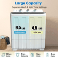 thumbnail image 6 of Artbros 14lbs Portable Twin Tub Washing Machine, Compact Electric Washer with Drain Pump for Apartment, Dorm, Grey, 6 of 7