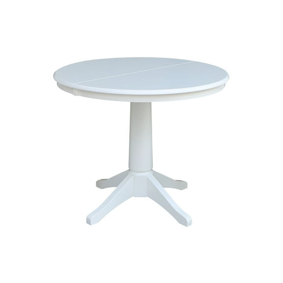 36" Round Dining Table with 12" Leaf - White