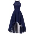 thumbnail image 4 of IROINNID Wedding Guest Dresses for Women Evening Night Party Dress Spring And Summer Round Neck Hollowed Out Collar Slim Fitting Sleeveless Hanging Neck Dress Elegant Formal Dress,Navy, 4 of 7