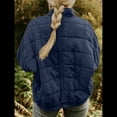 thumbnail image 4 of Chaquetas Acolchadas para Mujer, Informales, de Cuello Alto, Larga, Abrigos de Invierno Extragrandes con Cremallera Azul Marino M, 4 of 7