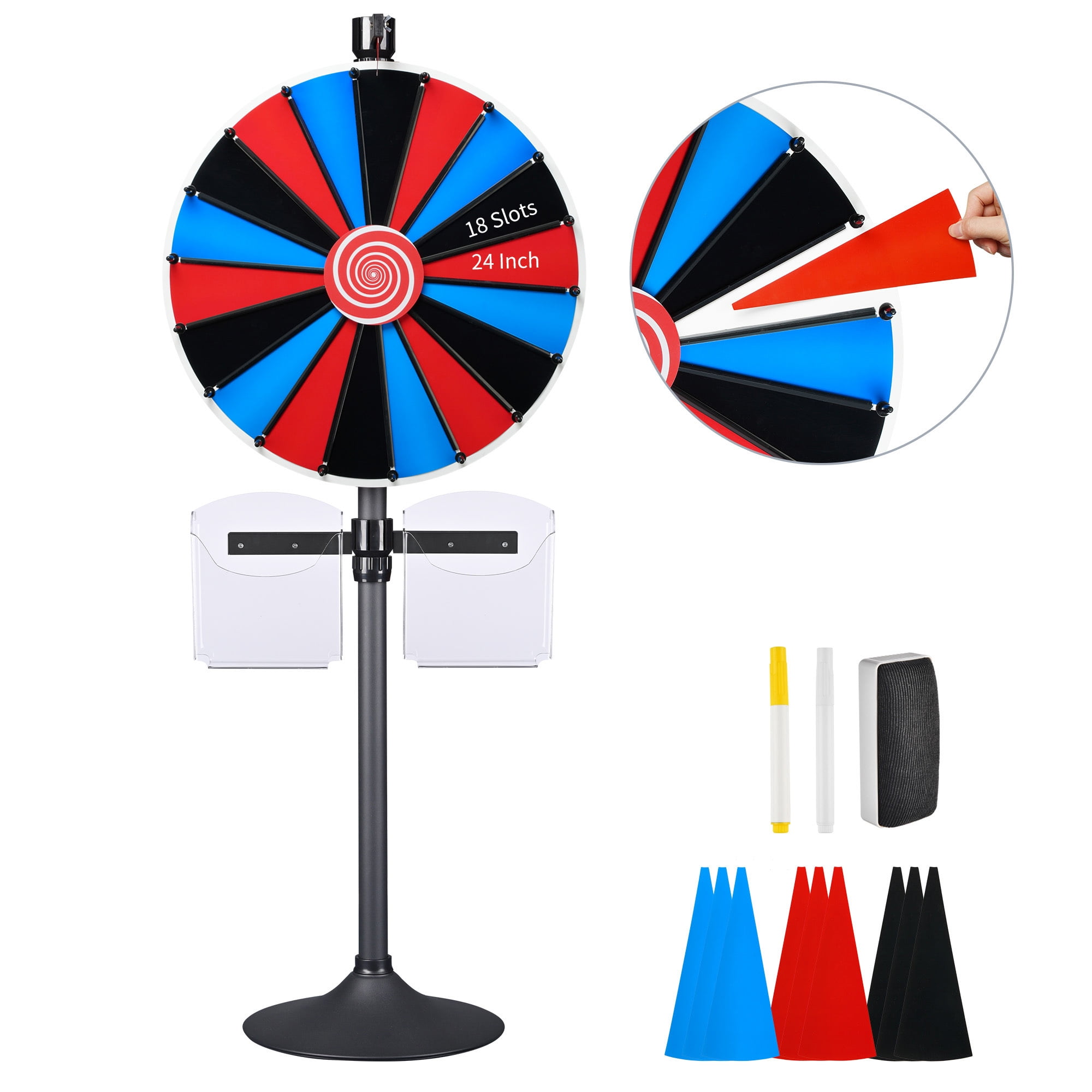 WinSpin 24" DIY Prize Wheel Tabletop Floor Stand Spin Game w/ Brochure Holder