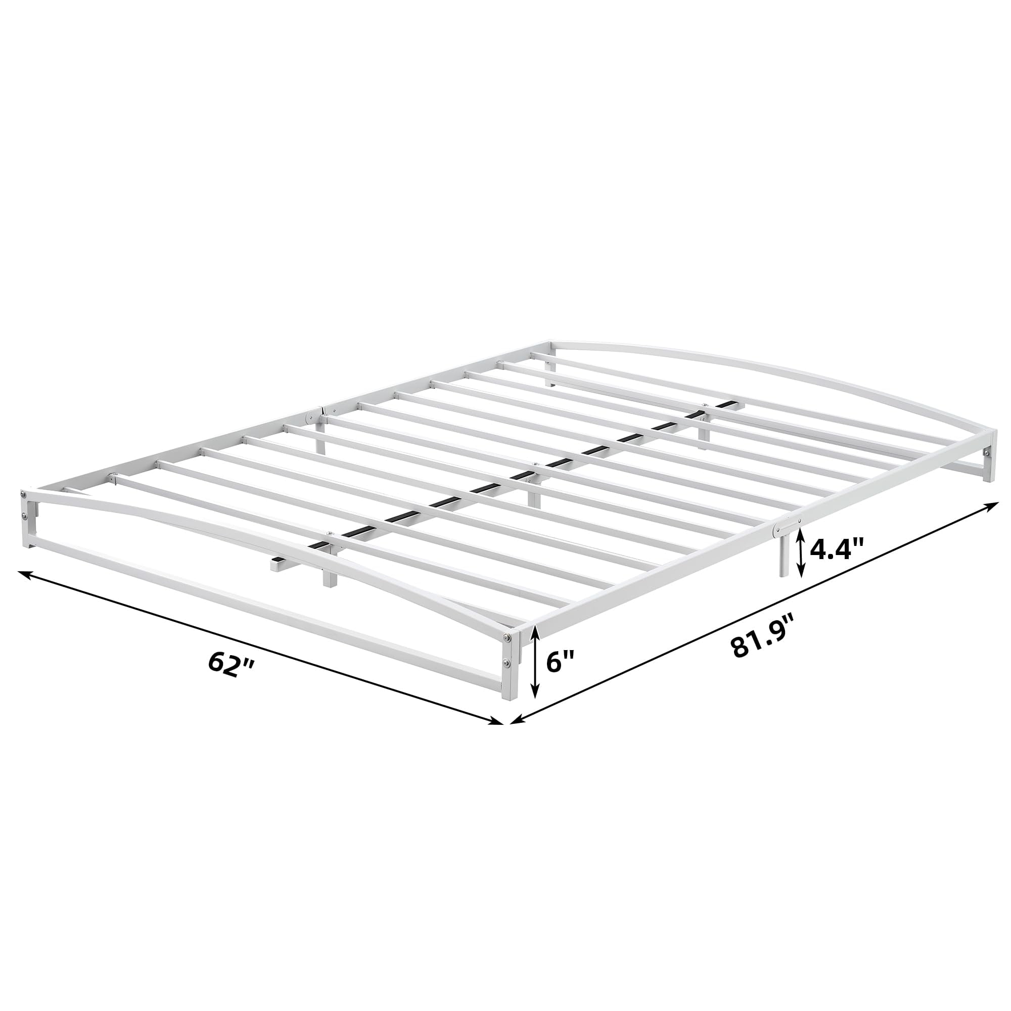 TROPOW King Size Bed Frame,6 Inch Metal Platform Bed Frame, Low Profile Bed Frame with Sturdy Steel Slats Support, Mattress Foundation, No Box Spring Needed, Easy Assembly,White
