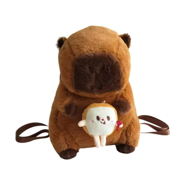 Mochila de peluche de carpincho Sosteniendo el brindis