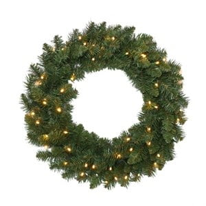 Christmas Wreath, 200 Clear Lights, Green PVC, 24-In. -277-W713024C02