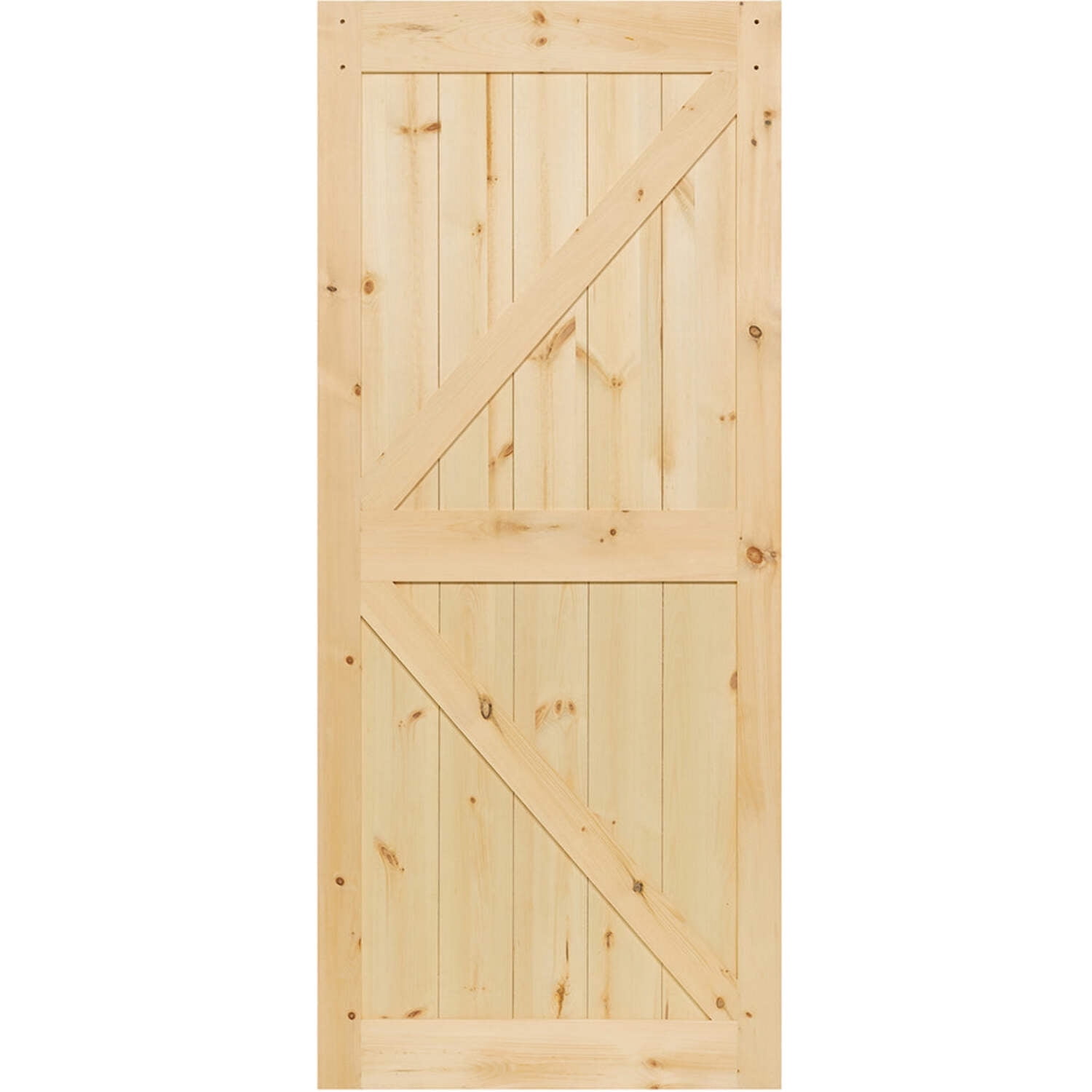 Kimberly Bay K-Rail Solid Knotty Pine Unfinished Barn Door Assembled Slab