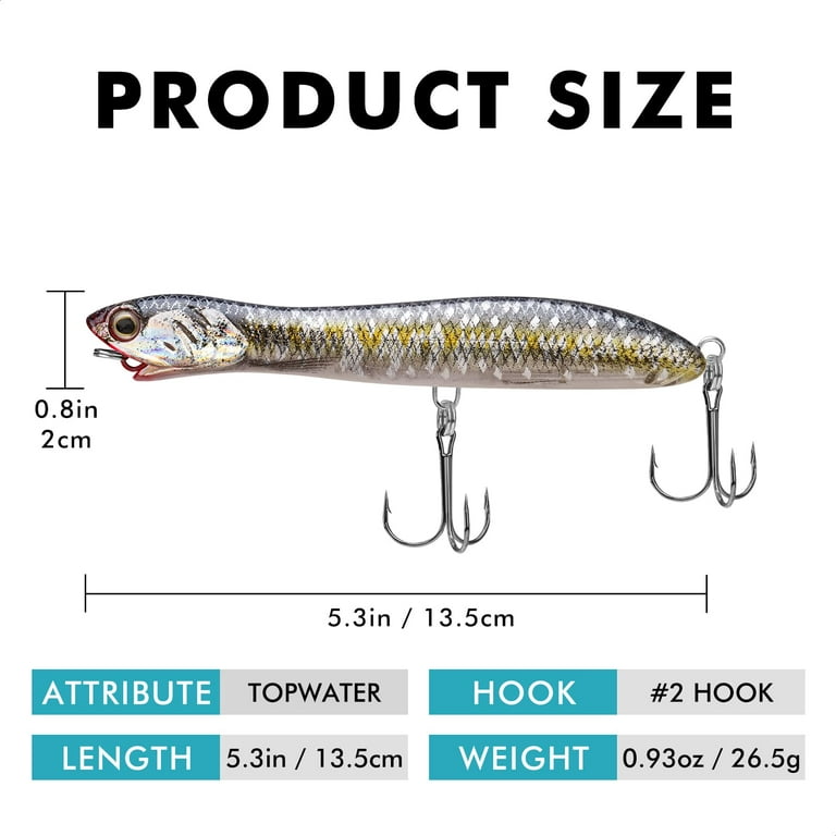 Fishing Lures for Bass Trout, Multi Jointed Swimbaits, Pencil Fishing Lures  with VMC/BKK Hooks, Lifelike Top Water Bass Lures Kit, Long-Cast Topwater  Fishing Lures Freshwater or Saltwater 