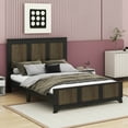 thumbnail image 2 of Runforrrs Wooden Farmhouse Queen Size Platform Bed, Modern Platform Bed with Strip Stickers Decoration, Black, 2 of 12