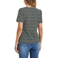 thumbnail image 3 of INSPIRE CHIC Blusa suelta de manga corta con cuello en V y lazo impresa para mujer en negro S, 3 of 6