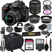 Nikon D3500 DSLR Camera with 18-55mm VR Lens   128GB Card, Tripod, Flash, and More (20pc Bundle)