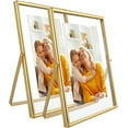 thumbnail image 1 of Gold Floating Frame ;x; Vertical Set For Picture x x x Tabletop Shelf Photo Frame Classy For Wedding Birthday Anniversary Home or Office Decor, 1 of 8