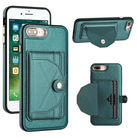 ELEHOLD Leather Wallet Case For iPhone 7 / 8 / SE 2022 & 2020,Premium Leather Material with Back Card Holders Magnetic Button Full Body Shockproof Luxury Case,Green