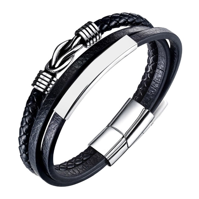 Pulsera de cuero para hombre negra, pulsera de cuero para hombre, pulsera de cuero trenzado para hombre, pulsera para hombre, el regalo perfecto para el Día del Padre