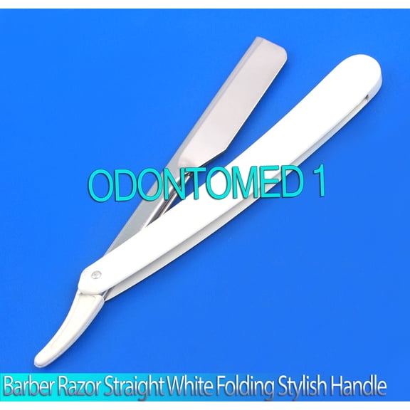 OdontoMed2011 Barber Razor Straight Shaving Stainless Steel Edge White Folding Stylish Handle