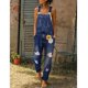 thumbnail image 1 of Moda mujer mamelucos de mezclilla para ropa de calle diseño bolsillos decoración rasgado Sling sin mangas Casual monos sueltos, 1 of 4
