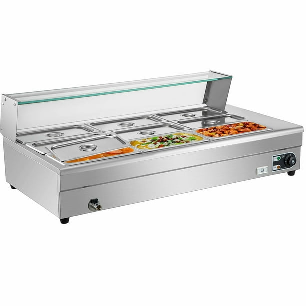VEVOR 9Pan Bain Marie Food Warmer 6inch Deep, 1500W Electric