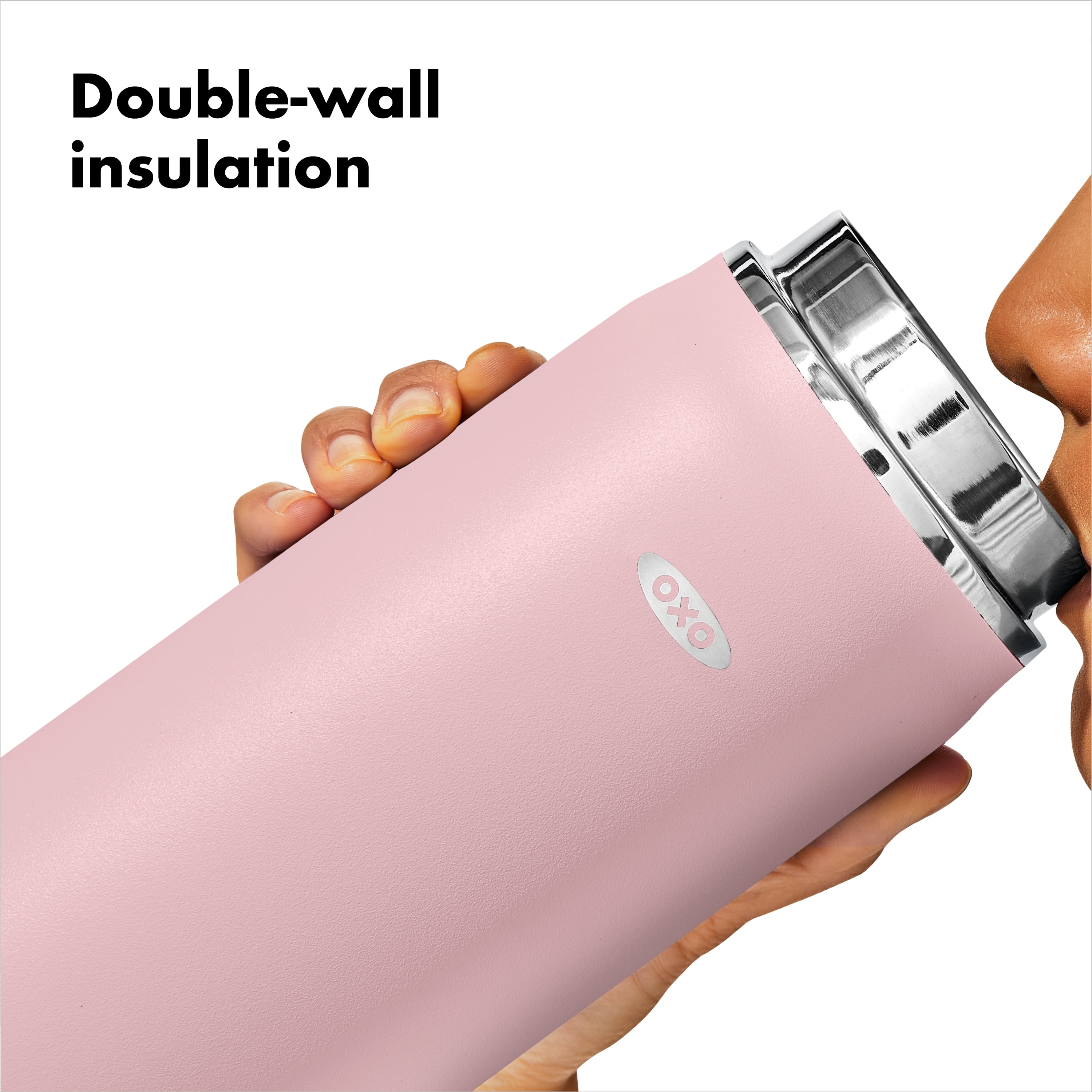 OXO Strive 40 oz. Insulated Water Bottle with Handled Lid - Rose Quartz