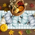 thumbnail image 3 of Fall Table Runner Thanksgiving Teal Blue White Pumpkin Table Runners Buffalo Plaid Cotton Linen Dresser Scarf Kitchen Dining Table Decor for Fall Holiday Party Decor 13x36 Inch, 3 of 9