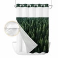 thumbnail image 2 of Green Forest No Hook Shower Curtain Waterproof, Bathroom Curtains with Snap in Liners and See Through Top Window, Pine Trees Modern Mysterious Art Hotel Style Bathtub Curtains Shower 72"Wx84"L, 2 of 8