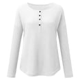 thumbnail image 3 of Women's Fall Waffle Knit Tunic Tops Loose Long Sleeve Button Up V Neck Henley Shirts, 3 of 5