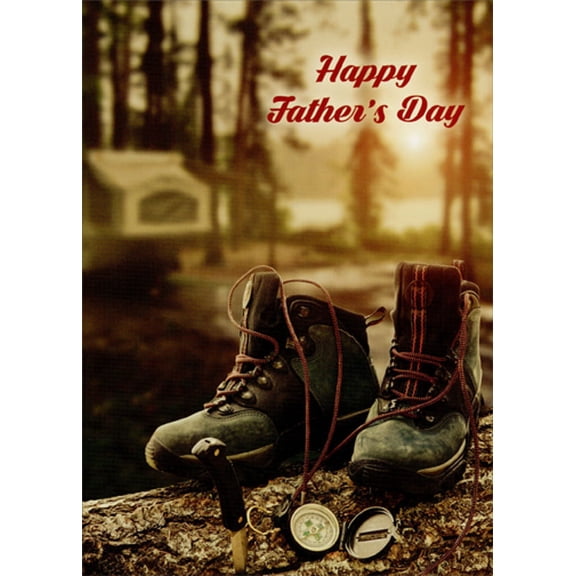 RSVP Hiking Boots, Compass and Knife Photo Father's Day Card for Dad