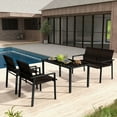 thumbnail image 4 of Costway 4 PCS Outdoor Wicker Patio Furniture Set with Heavy-Duty Galvanized Metal Frame Mix Brown, 4 of 9