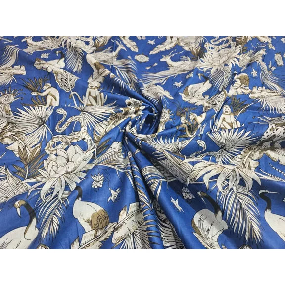 5 Yards Fabric Indian Green Floral Hand Block Print Cotton Fabric Sewing Fabrics