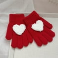 thumbnail image 2 of qolati Kids Winter Gloves Girls Warm Stretchy Knit Gloves Toddler Cute Fuzzy Love Heart Full Fingers Gloves for Cold Weather 3-8 Years, 2 of 4