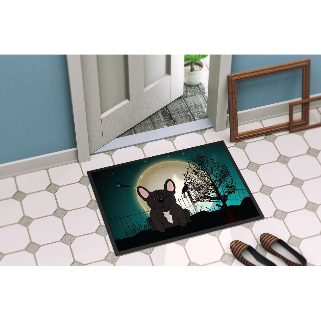 Carolines Treasures BB2199JMAT Halloween Scary French Bulldog Brindle Indoor or Outdoor Mat, 24 x 0.25 x 36 in.