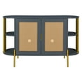thumbnail image 4 of Dark Gray Dining Cabinet With Stylish Curves And Woven Doors. Particleboard Build. Gold Legs For Stability Elegance. Adjustable Shelf Customized Space Elegant 2-door Room - Gray. Curved Structure ., 4 of 7