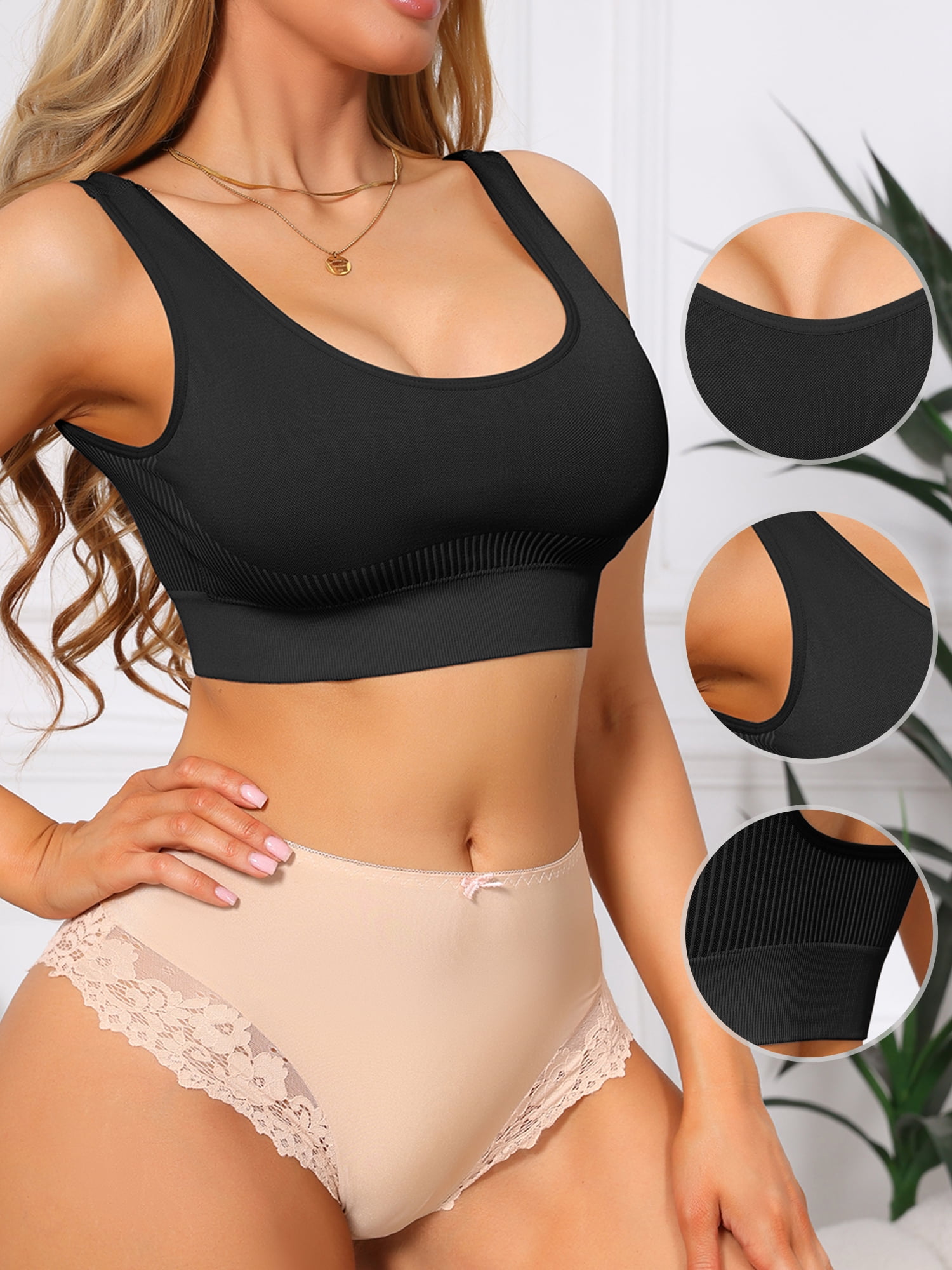 DARING DIVA Women's U-Neck Breathable Wide Strap Padded Sports Bra S Dark Gray