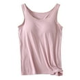 thumbnail image 3 of Womens Tank Tops With Built In Bra 2025 Summer Casual Crew Neck Sleeveless Cotton Padded Workout Tops Solid Color Breathable Casual Sports Tees Pink L, 3 of 10