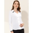 thumbnail image 2 of INSPIRE CHIC Blusa de trabajo de manga larga con cuello en V y cuello en V elegante para mujer blanco XL, 2 of 5