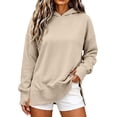 thumbnail image 2 of Enjoytime Hoodies for Women Long Sleeve Solid Color Side Slit Sweatshirt Fall Winter Soft Casual Pullover Hoodie, 2 of 6