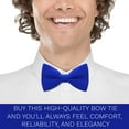 thumbnail image 5 of Classic Pre-Tied Bow Tie Set Formal Pocket Square Solid Hanky Tuxedo with Handkerchief set, by Bow Tie House (Large, Electric Blue), 5 of 5