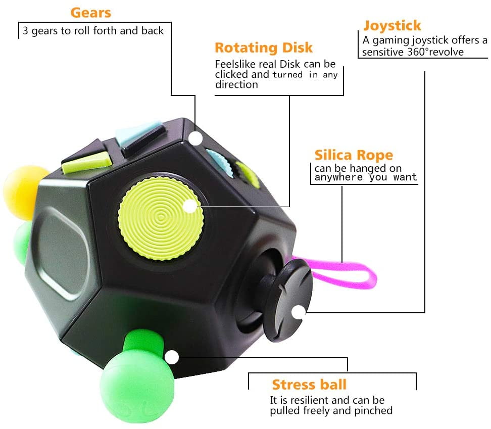 12 Sided Fidget Cube Dodecagon Fidget Toy For Children And Adults Stress And Anxiety Relief Depression Anti For All Ages With Adhd Add Ocd Autism Black Walmart Com Walmart Com