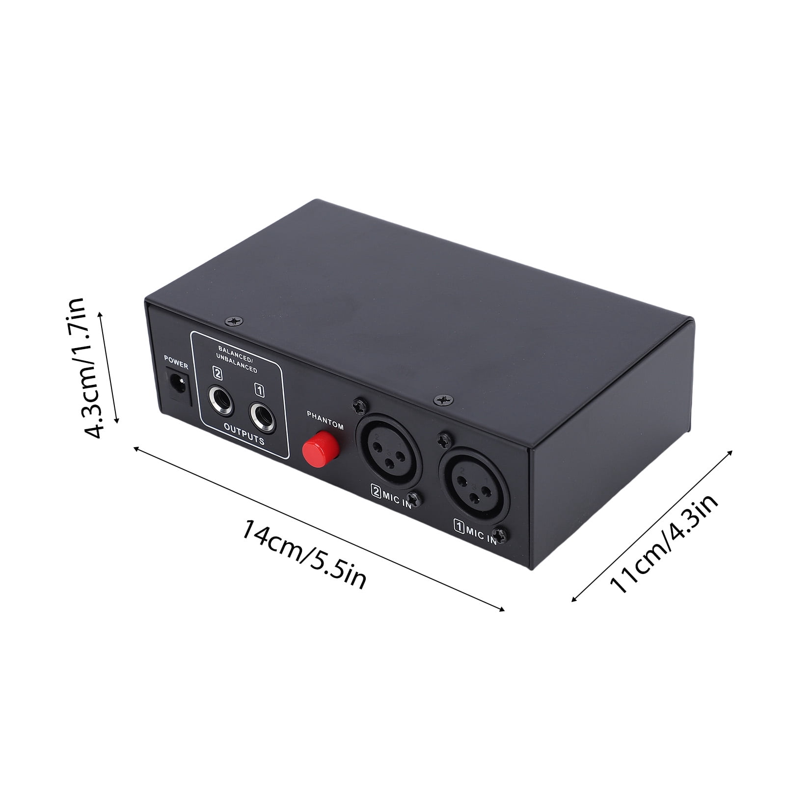 Yajisi 2 Channel Microphone Preamp Mic Preamplifier XLR Inputs Phantom Power Metal Shell for Recording Live Performances Black EU Plug (5.5 inches / 14 cm)