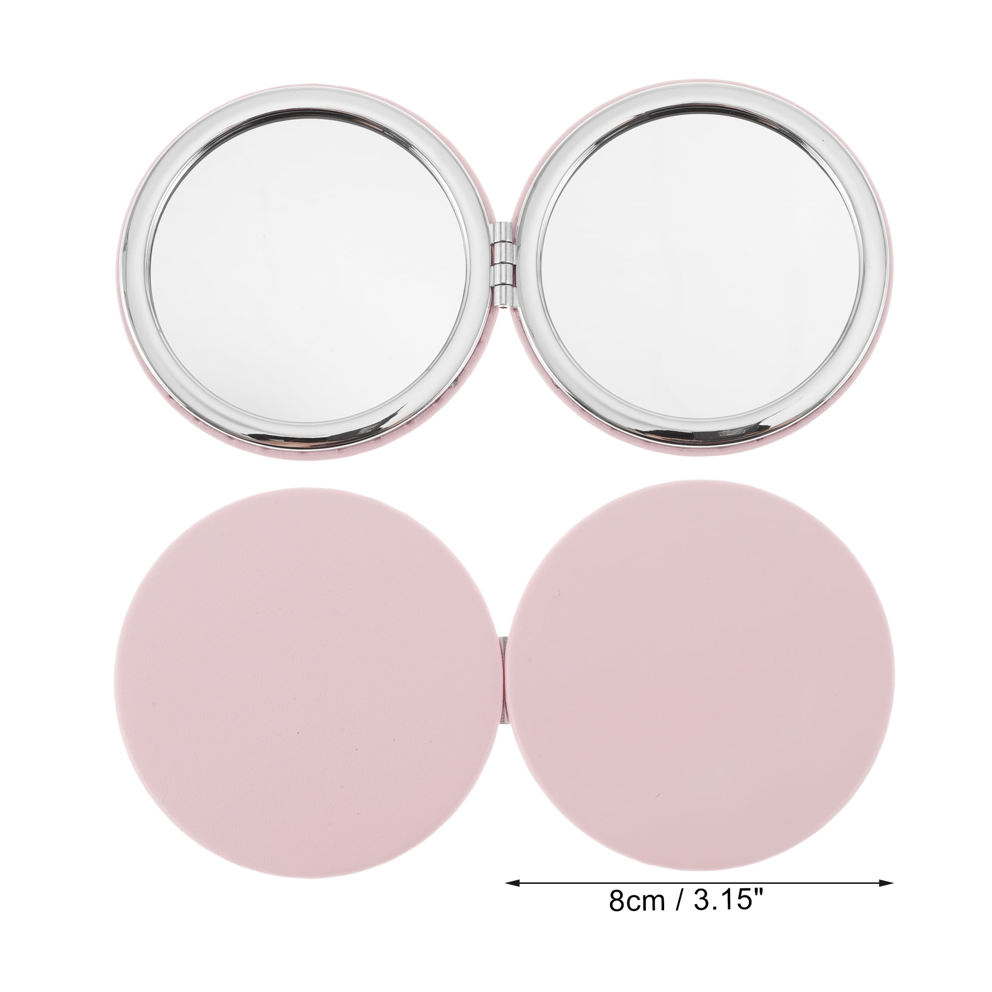 Unique Bargains 1 Pc Women Round Solid Color Makeup Mirror for Travel Pink
