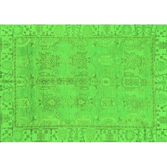 Ahgly Company Indoor Rectangle Oriental Green Traditional Area Rugs, 2' x 3'