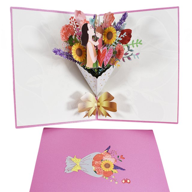 Tarjeta Ramo 3D Tarjeta Bendición Tarjeta Emergente Ramo Flores Regalo para Madre Mamá