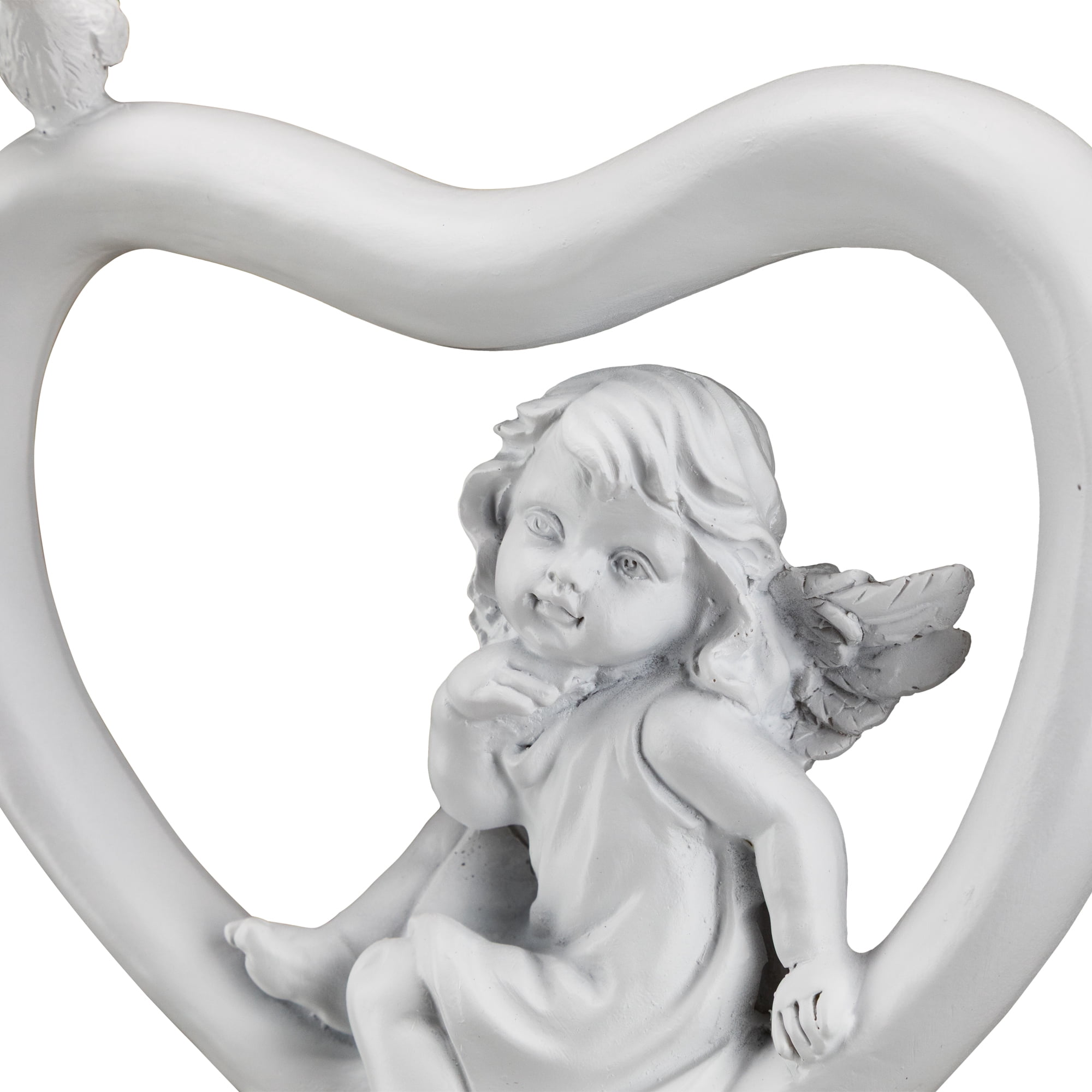 Northlight Cherub Heart with Bird Decoration - 7" - White