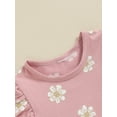 thumbnail image 6 of Suealasg Toddler Girls 2Pcs Summer Clothes 6M 1T 2T 3T 4T 5T Kids Little Girls Casual Outfits Short Sleeve Ruffle Floral Tops Flared Pants Sets, 6 of 7