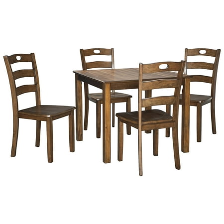 Signature Design by Ashley Hazelteen Square Dining Room Table Set - 5 Piece Set - Casual Style - Medium Brown