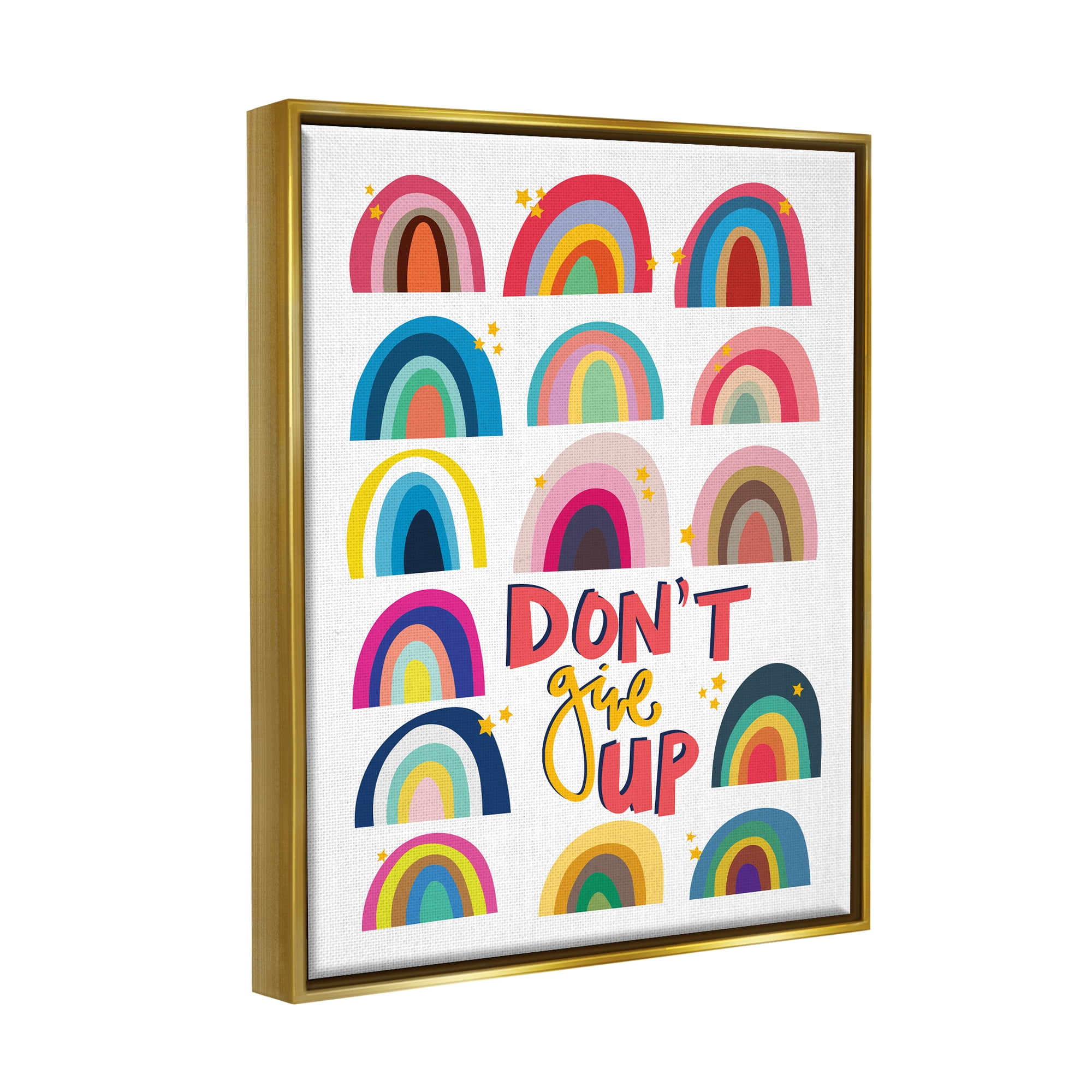 Stupell Industries Don't Give Up Rainbows Nature Painting Gold Floater Framed Art Print Wall Art, 25 x 31
