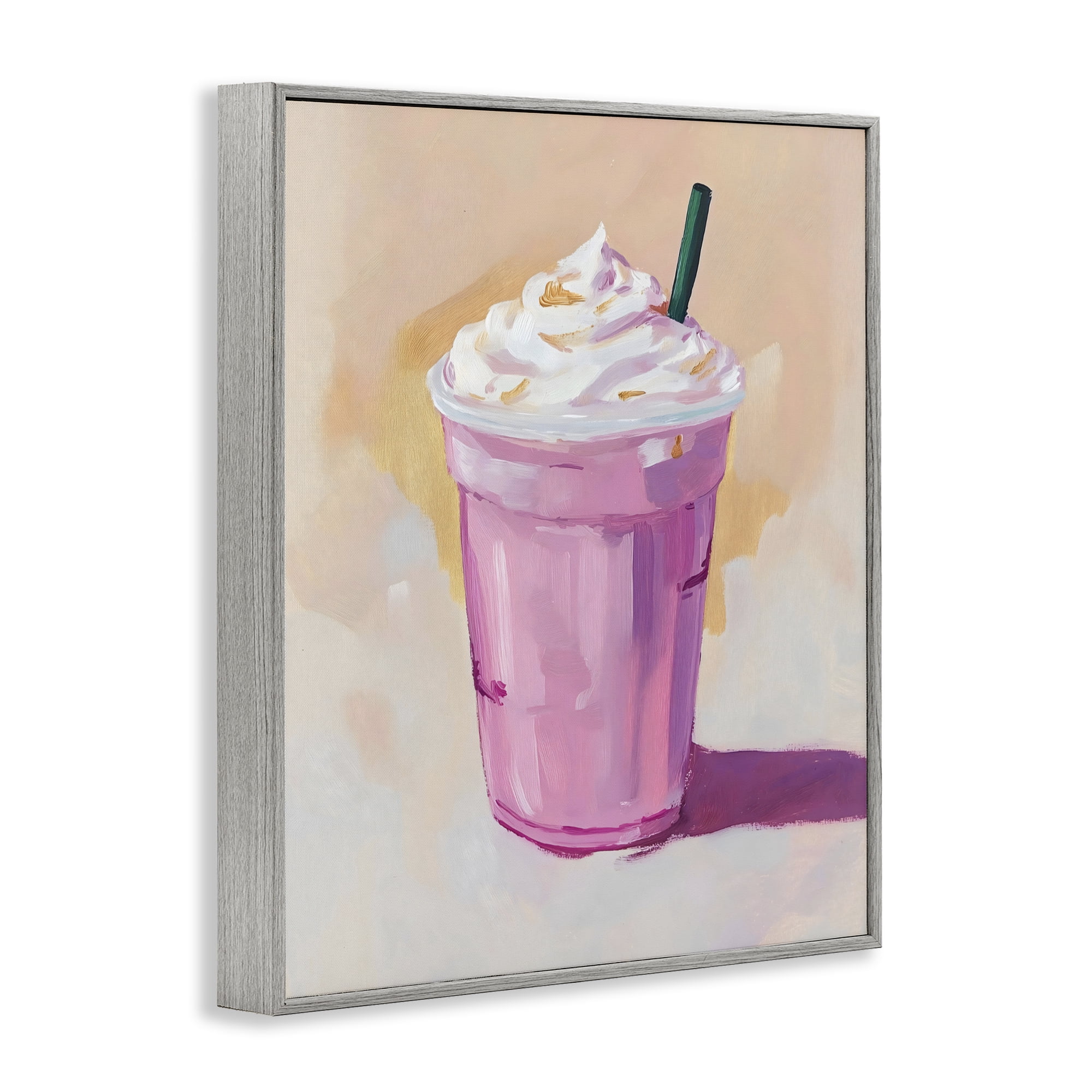 Stupell Industries Pink Strawberry Shake Gray Framed Giclee Art, design by The Prints Vibe