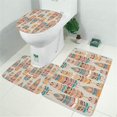 thumbnail image 2 of Ethnic - Style Colorful Feather Pattern Bathroom Rugs Sets 3 Piece,Toilet Cover Set,Absorbent Non Slip Bathroom Mats Sets with U-Shaped Contour Rug Toilet Rug Set, 2 of 5