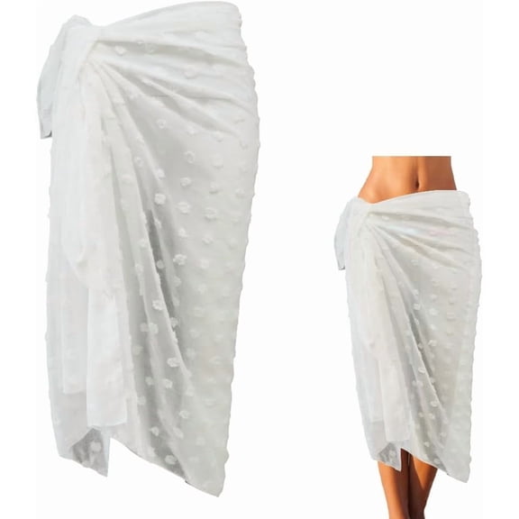 Long White Sarong Beach Cover Up Swimsuit Sheer Mesh Scarf Wraps Coverup Summer Bikini Sexy Rectangle Polyester Bathing Suit Wrap Dress Bottom Coverups Shawls