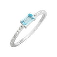 thumbnail image 2 of Women's Welry Natural Emerald-Cut Swiss Blue Topaz Ring with 1/10 ct Diamonds in 14kt Gold, 2 of 5