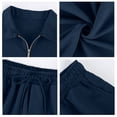 thumbnail image 6 of Fabrcox Waffle 2 Piece Outfits for Men Quarter Zip Short Sleeve Shirt and Shorts Set Summer Vacation Athletic Mens Track Suit Blue XXL, 6 of 7
