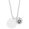 thumbnail image 1 of Delight Jewelry Acrylic 1 1/8" Disc Imitation Pearl Silvertone Script Initial Disc - D - Charm Necklace, 20"+3", 1 of 4